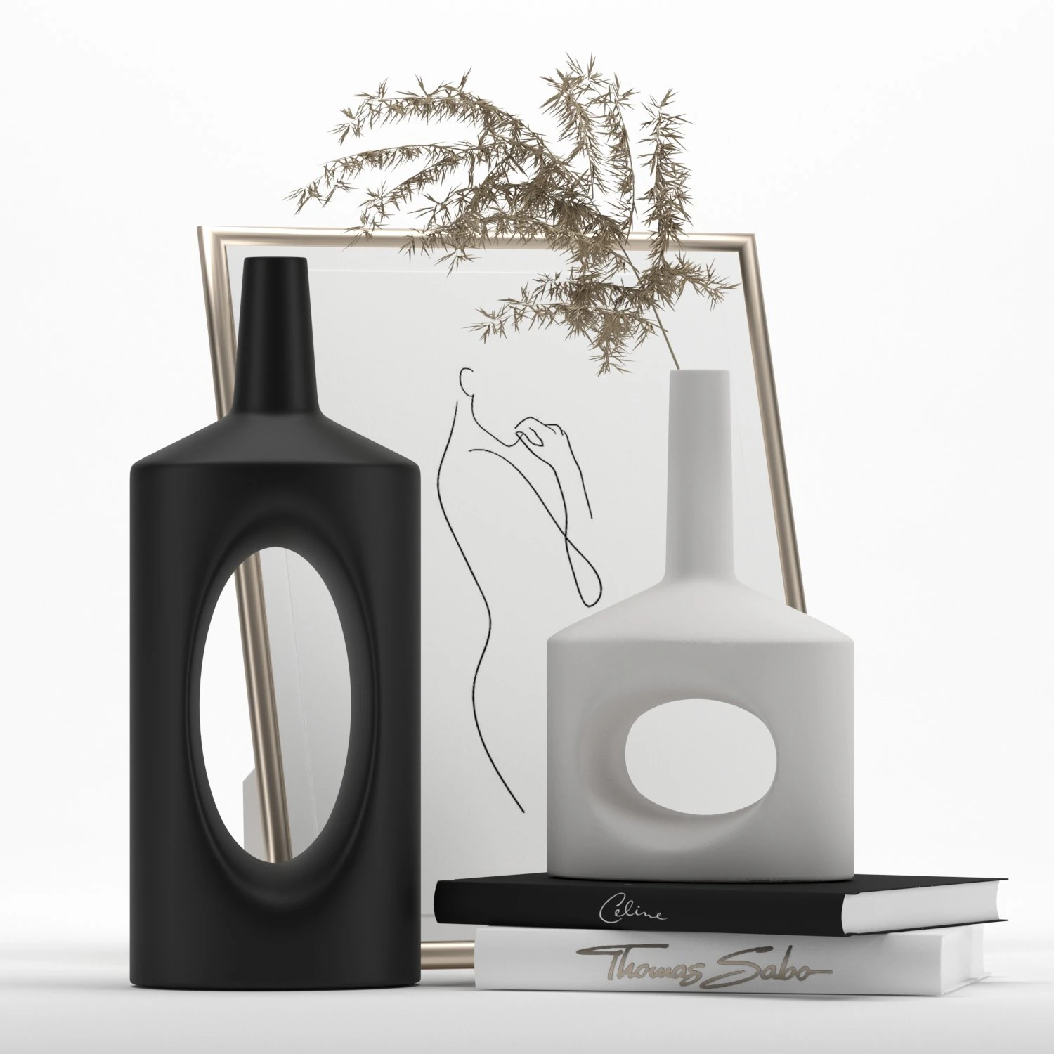 decorative set vases with a hole 3D Model .c4d .max .obj .3ds .fbx .stl .blend 