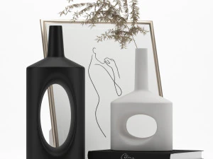 zestaw dekoracyjny wazon&oacute;w z otworem Model 3D