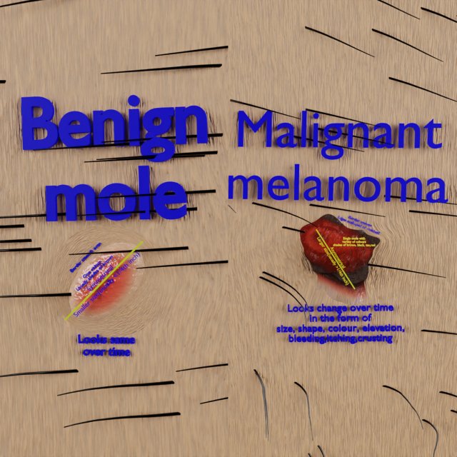Mole nevus cancer Malignant melanoma differences 3D Modelo 3D .c4d .max .obj .3ds .fbx .stl .blend 