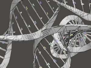 Bacteria With Dna Helix Detailed 3D Model