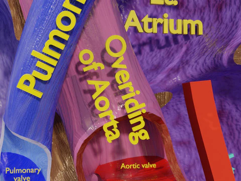 TAF Tetralogy of Fallot vs Normal circulation 3D Model