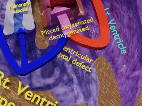 TAF Tetralogy of Fallot vs Normal circulation 3D Model