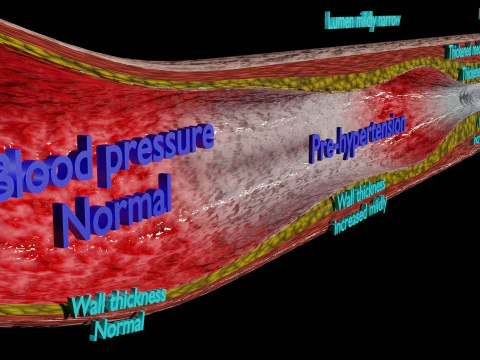 Hypertension blood vessel artery structural change 3D Model
