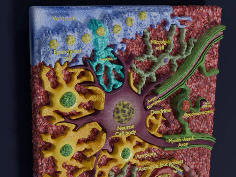 Glial cells Brain 3D Model