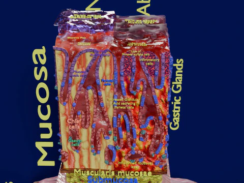 Stomach Gastric acid peptic disease ulcer 3D Model