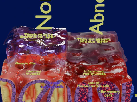 Stomach Gastric acid peptic disease ulcer 3D Model
