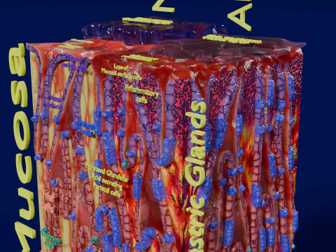 Stomach Gastric acid peptic disease ulcer 3D Model