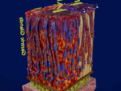 Stomach Gastric acid peptic disease ulcer 3D Model