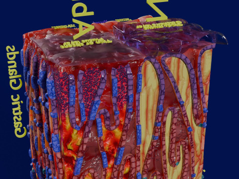 Stomach Gastric acid peptic disease ulcer Model 3D