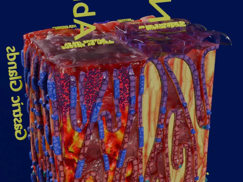 Stomach Gastric acid peptic disease ulcer 3D Model