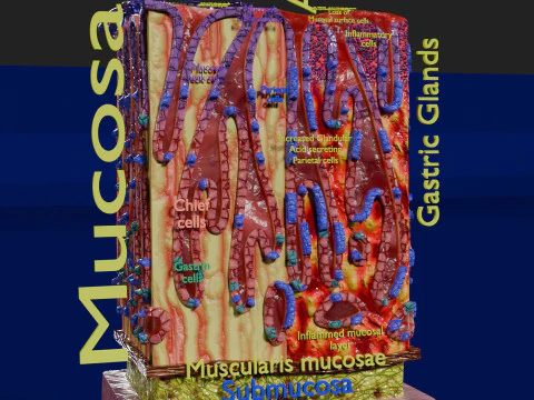 Stomach Gastric acid peptic disease ulcer 3D Model