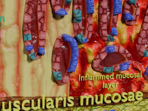 Stomach Gastric acid peptic disease ulcer 3D Model