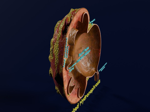Hydronephrosis marked kidney renal Model 3D