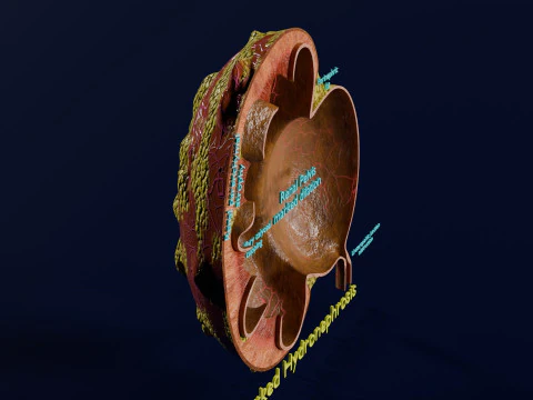 Hydronephrosis marked kidney renal 3D Model