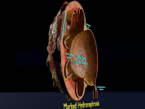 Hydronephrosis marked kidney renal Model 3D