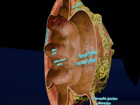 Hydronephrosis marked kidney renal Model 3D
