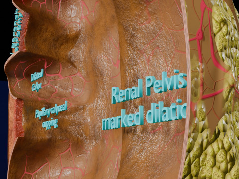 Hydronephrosis marked kidney renal Model 3D