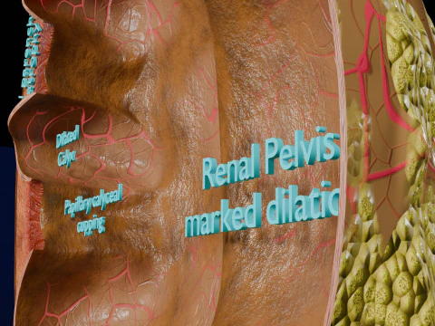 Hydronephrosis marked kidney renal 3D Model