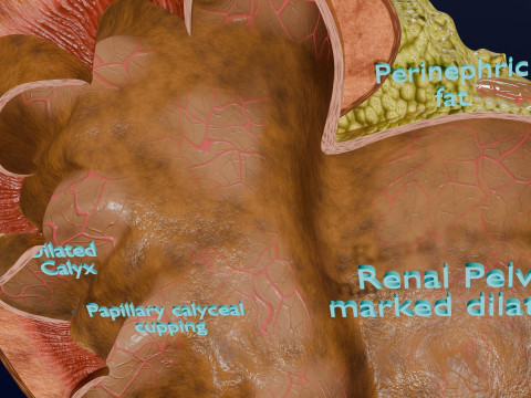 Hydronephrosis marked kidney renal Model 3D