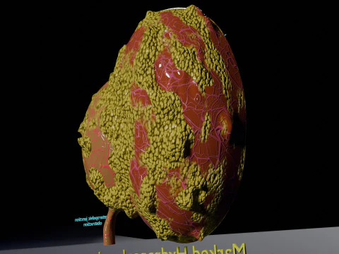 Hydronephrosis marked kidney renal 3D Model