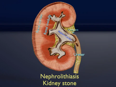 Kidney stone nephrolithiasis Staghorn calculus 3D Model