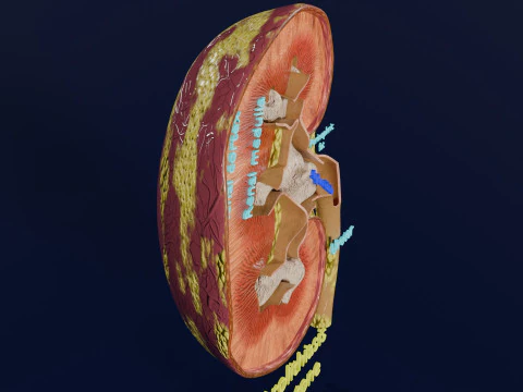 Kidney stone nephrolithiasis Staghorn calculus 3D Model