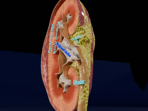 Kidney stone nephrolithiasis Staghorn calculus 3Dモデル