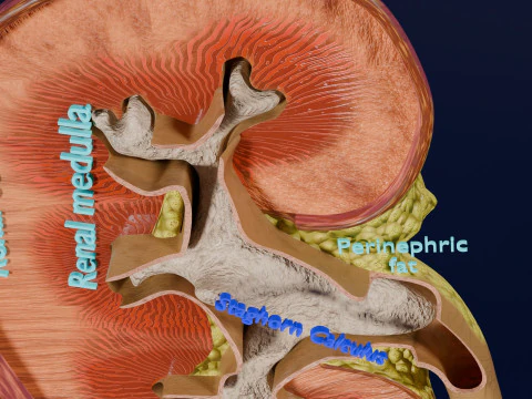 Kidney stone nephrolithiasis Staghorn calculus 3D Model