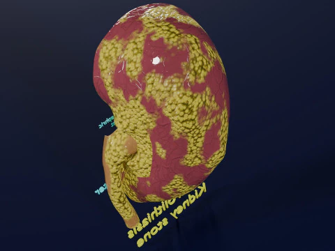 Kidney stone nephrolithiasis Staghorn calculus 3D Model