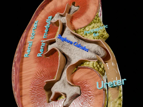 Kidney stone nephrolithiasis Staghorn calculus 3D Model