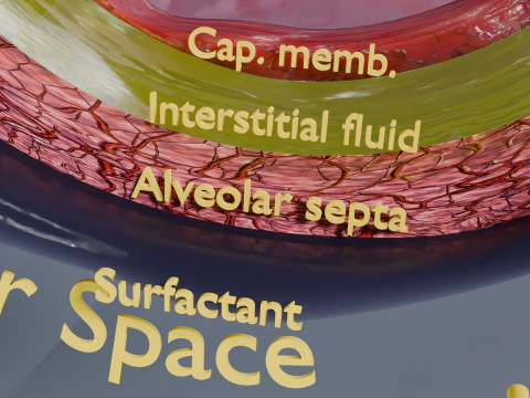 Respiratory Lung Gas Exchange Schematic 3D Model