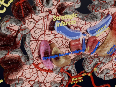 Stroke brain infarct hemorrhage types 3D 모델