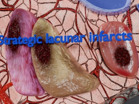 Stroke brain infarct hemorrhage types 3D 모델