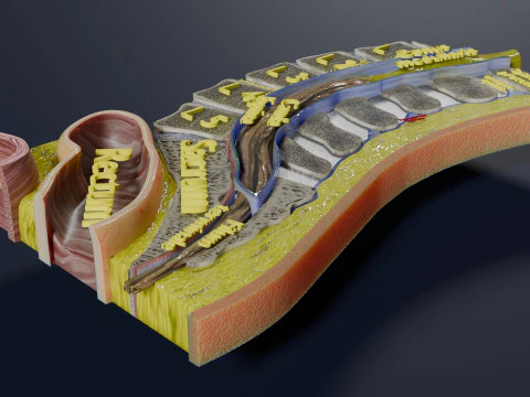 Lower Back Longitudinal section anatomy 3D Model