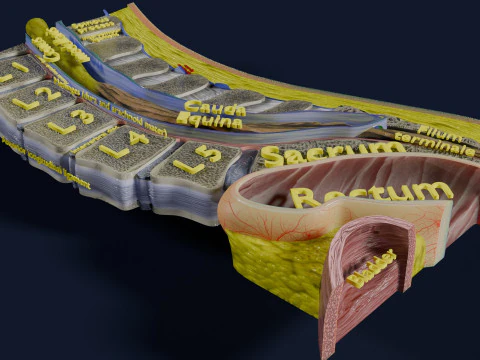 Lower Back Longitudinal section anatomy 3D Model