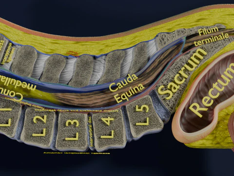 Lower Back Longitudinal section anatomy 3D Model