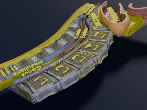 Lower Back Longitudinal section anatomy 3D Model