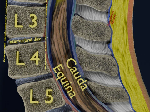 Lower Back Longitudinal section anatomy 3D Model