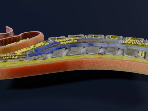 Lower Back Longitudinal section anatomy 3D Model