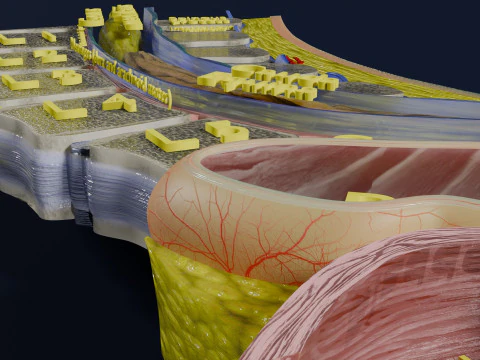 Lower Back Longitudinal section anatomy 3D Model
