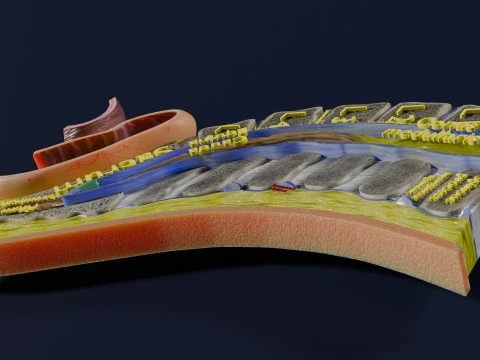 Lower Back Longitudinal section anatomy 3D Model