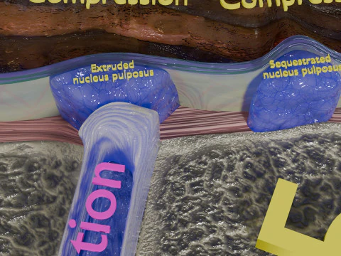 Intervertebral herniation slipped ruptured disc 3D Model