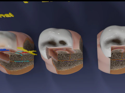 Caries Teeth severity schematic cut sectional 3D Model