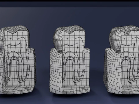 Caries Teeth severity schematic cut sectional 3D Model