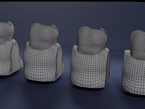 Caries Teeth severity schematic cut sectional 3D Model