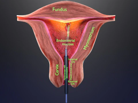 Eletrocaut&eacute;rio de p&oacute;lipo endometrial Modelo 3D