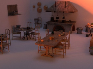 medieval kitchen low poly asset pack 3D Model