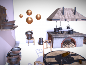 medieval kitchen low poly asset pack 3D Model