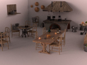 medieval kitchen low poly asset pack 3D Model