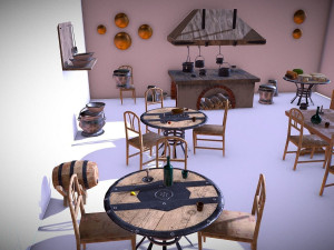 medieval kitchen low poly asset pack 3D Model